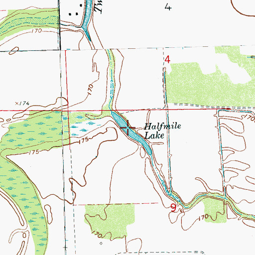 Topographic Map of Halfmile Lake, MS