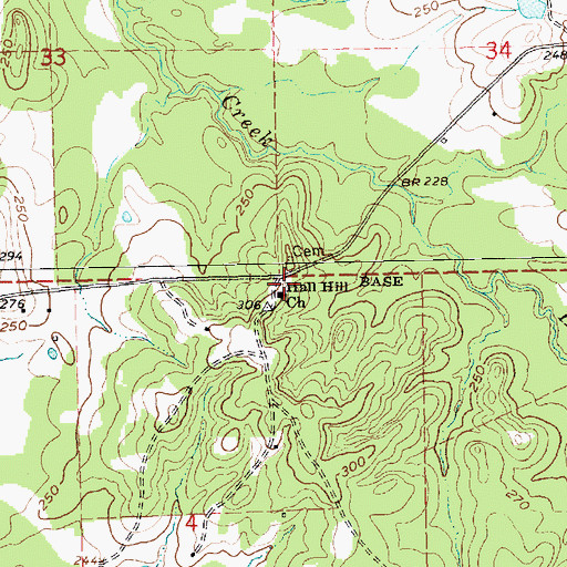 Topographic Map of Hall Hill Church, MS