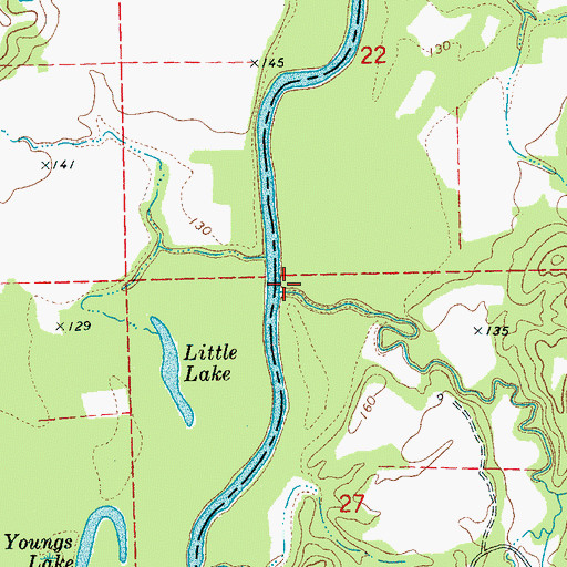 Topographic Map of Halls Creek, MS