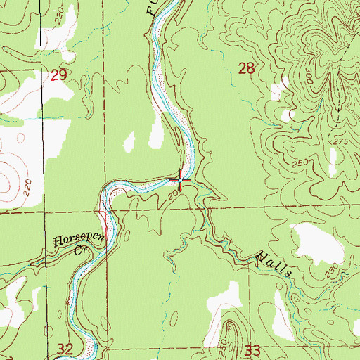 Topographic Map of Halls Creek, MS