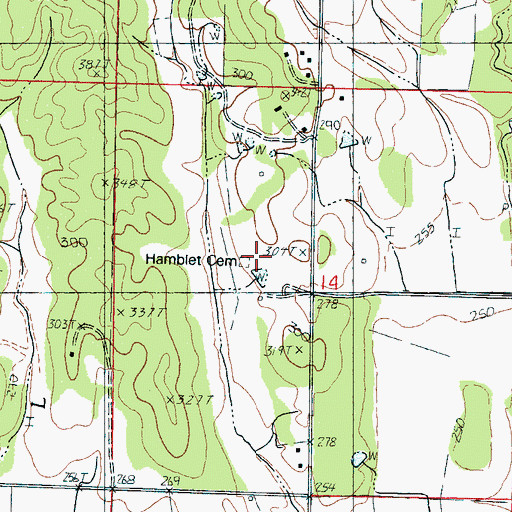 Topographic Map of Hamblet Cemetery, MS