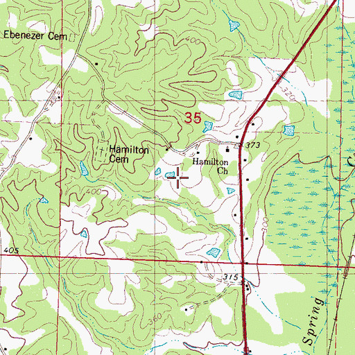 Topographic Map of Hamilton School (historical), MS