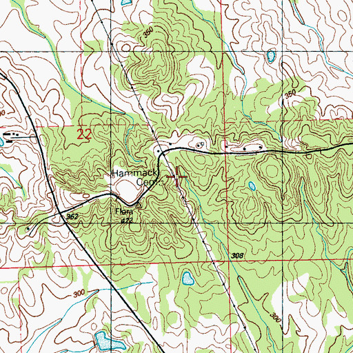 Topographic Map of Hammack Cemetery, MS