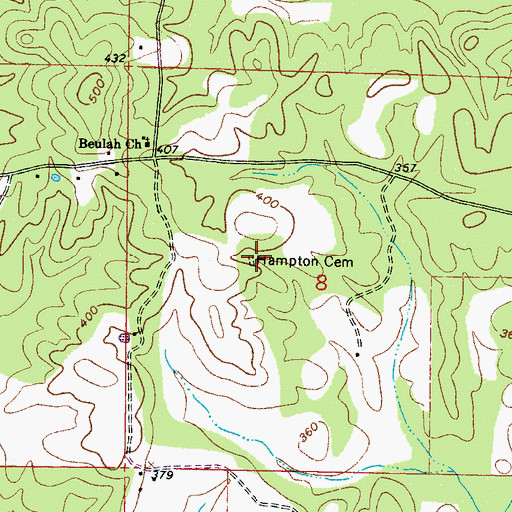 Topographic Map of Hampton Cemetery, MS