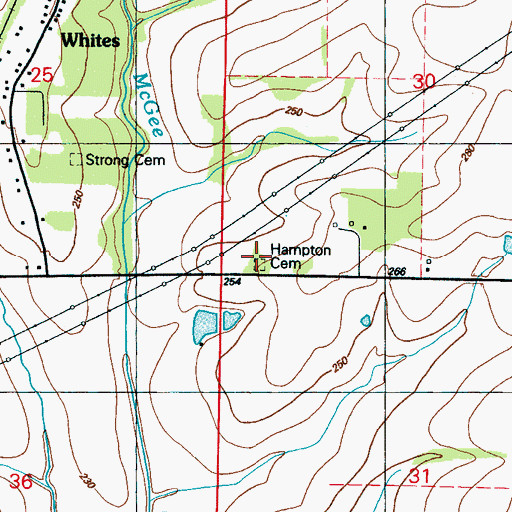 Topographic Map of Hampton Cemetery, MS