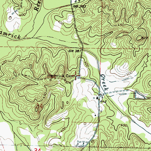 Topographic Map of Hamrick Cemetery, MS