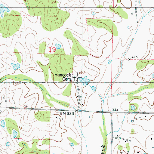 Topographic Map of Hancock Cemetery, MS