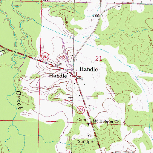 Topographic Map of Handle, MS