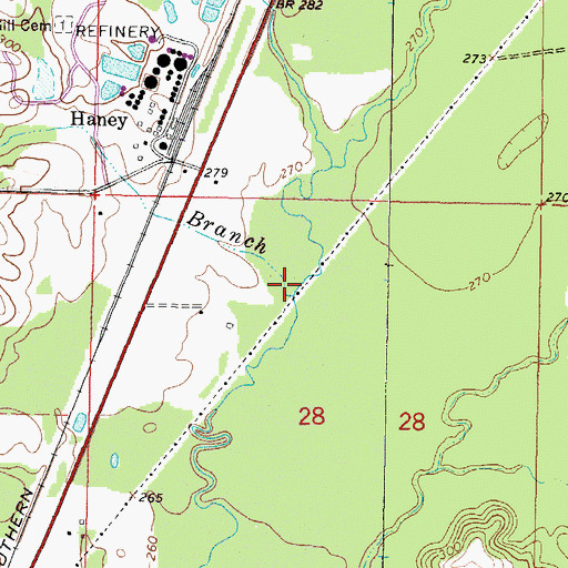 Topographic Map of Haney Branch, MS