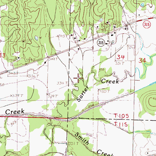 Topographic Map of Hanna Creek, MS