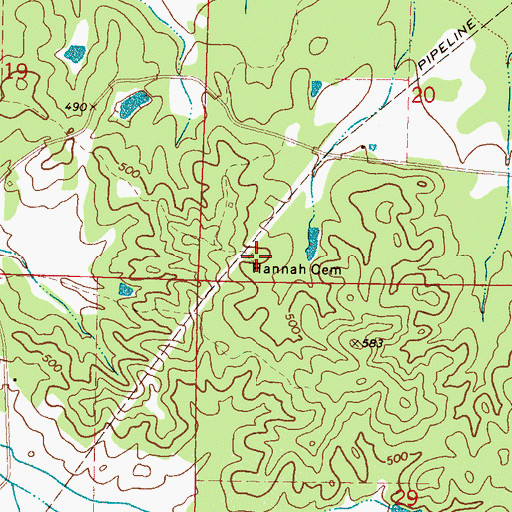 Topographic Map of Hannah Cemetery, MS