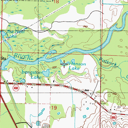 Topographic Map of Hanson Lake, MS