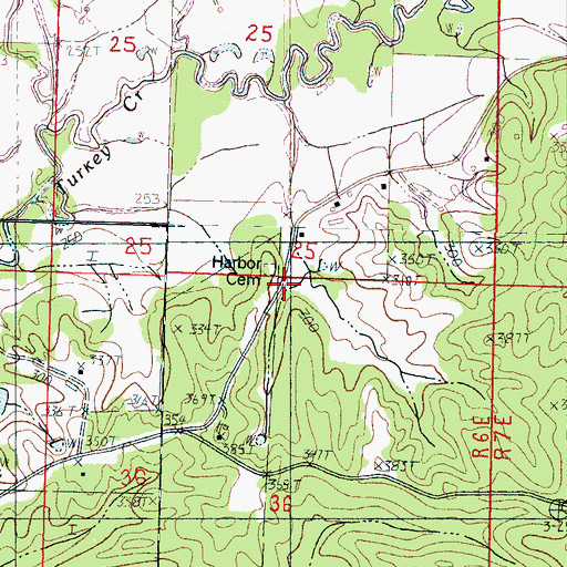 Topographic Map of Harbor Cemetery, MS