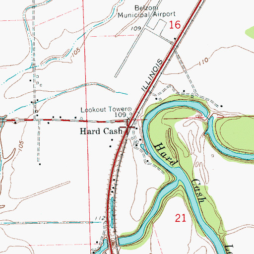 Topographic Map of Hard Cash, MS
