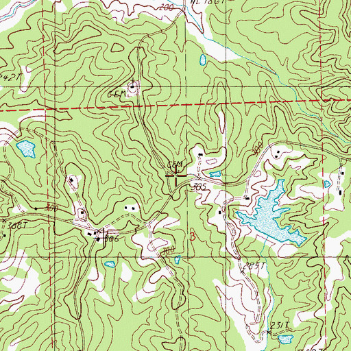 Topographic Map of Hardshell Cemetery, MS