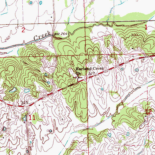 Topographic Map of Harland Creek Church, MS