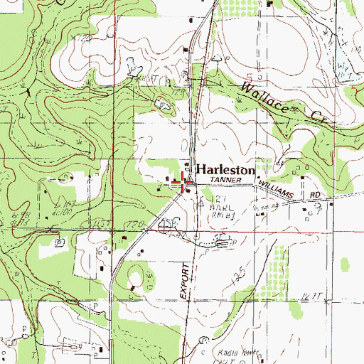 Topographic Map of Harleston, MS