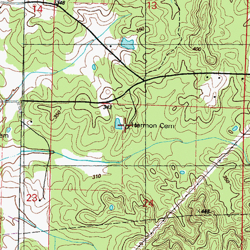 Topographic Map of Harmon Cemetery, MS