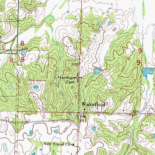 Topographic Map of Harmon Cemetery, MS