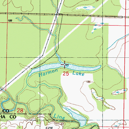 Topographic Map of Harmon Lake, MS