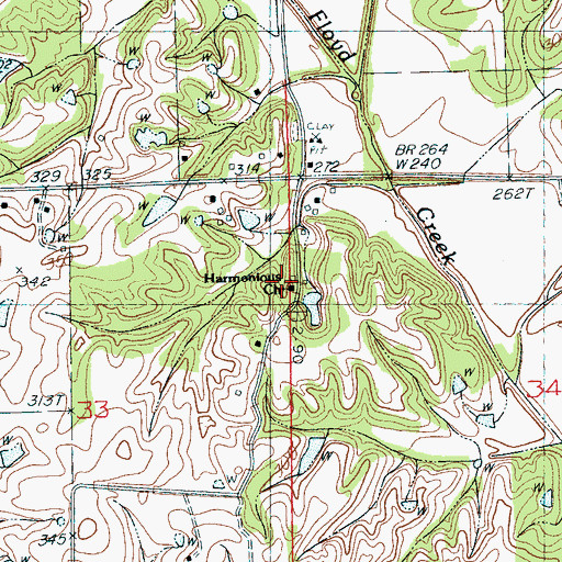 Topographic Map of Harmonious Church, MS