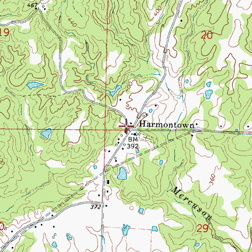 Topographic Map of Harmontown, MS