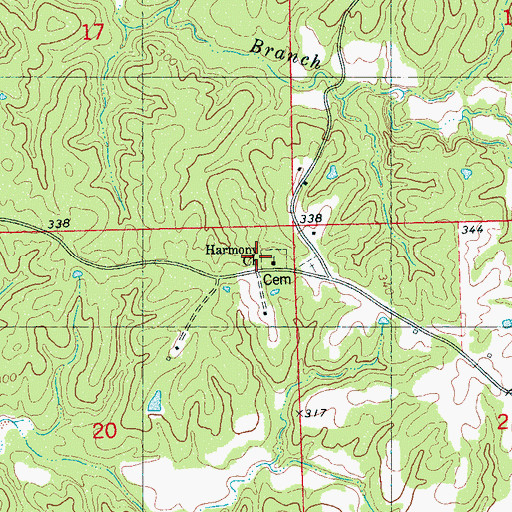 Topographic Map of Harmony Cemetery, MS