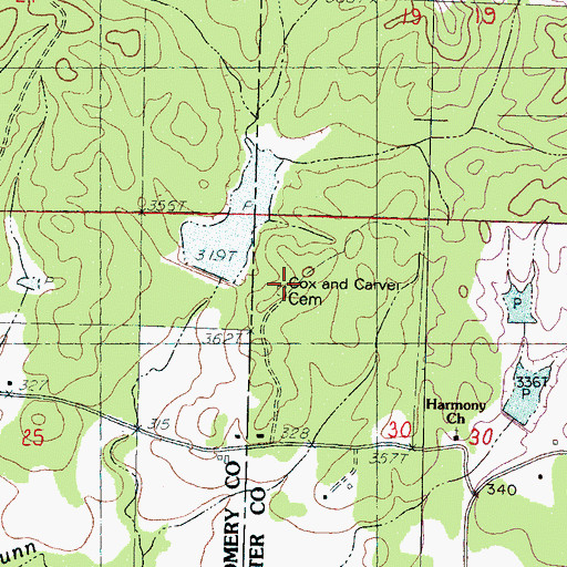 Topographic Map of Harmony Cemetery, MS