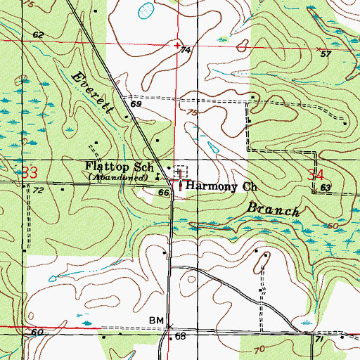 Topographic Map of Harmony Church, MS