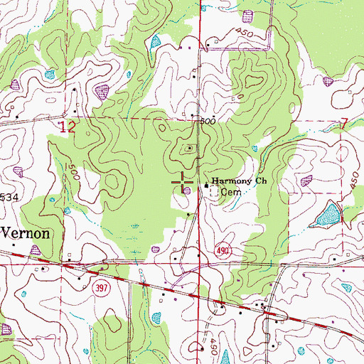 Topographic Map of Harmony Church, MS