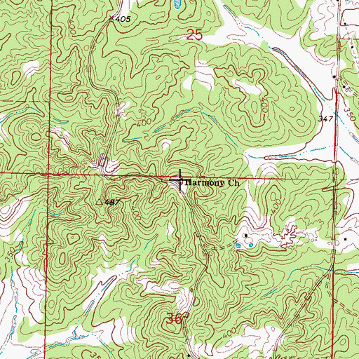 Topographic Map of Harmony Church, MS