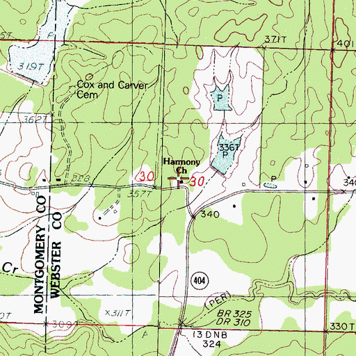 Topographic Map of Harmony Church, MS