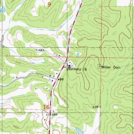 Topographic Map of Harmony Church, MS