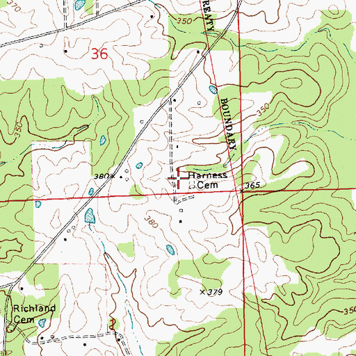 Topographic Map of Harness Cemetery, MS
