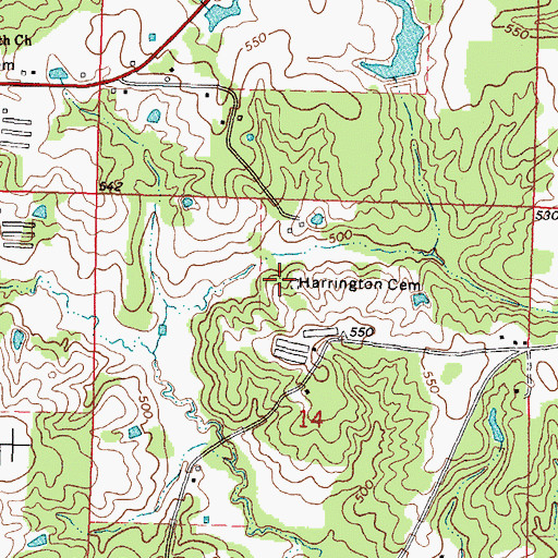Topographic Map of Harrington Cemetery, MS