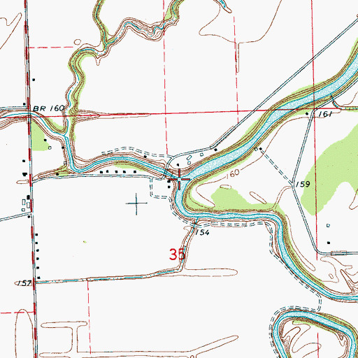 Topographic Map of Harris Bayou, MS