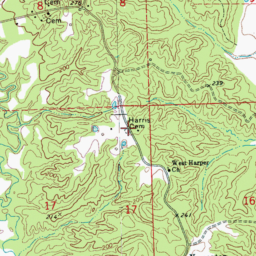Topographic Map of Harris Cemetery, MS