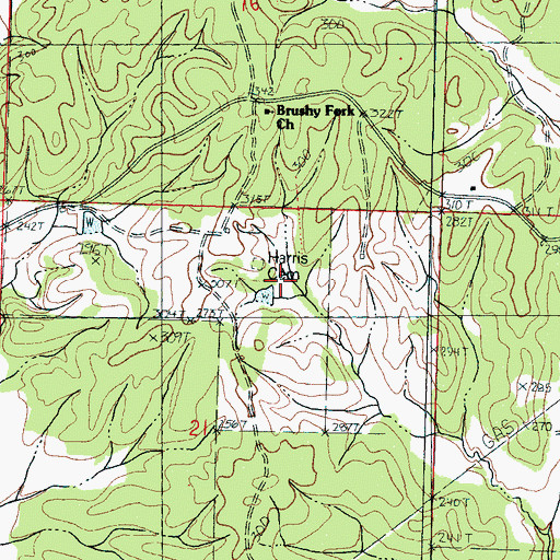 Topographic Map of Harris Cemetery, MS