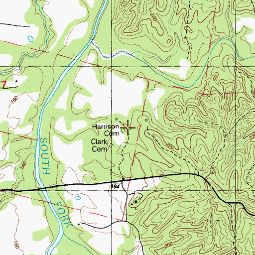 Topographic Map of Harrison Cemetery, MS