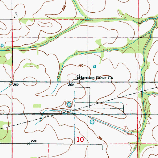 Topographic Map of Harrison Grove School, MS
