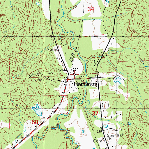 Topographic Map of Harriston, MS