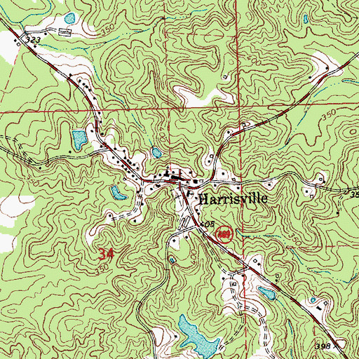 Topographic Map of Harrisville, MS