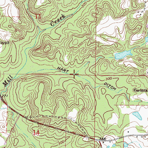 Topographic Map of Hart Ditch, MS
