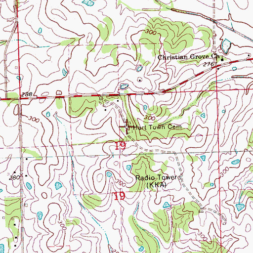 Topographic Map of Hart Town Cemetery, MS
