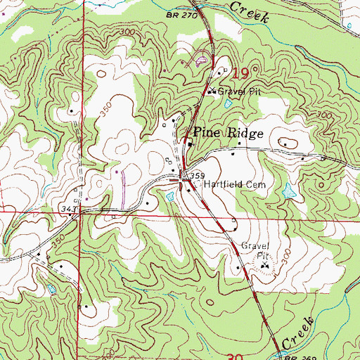 Topographic Map of Hartfield Cemetery, MS