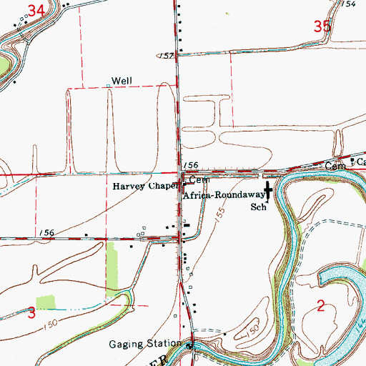 Topographic Map of Harvey Chapel, MS
