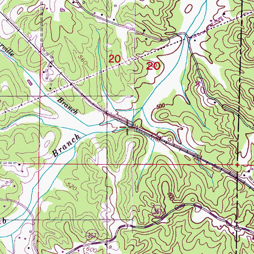 Topographic Map of Harville Branch, MS