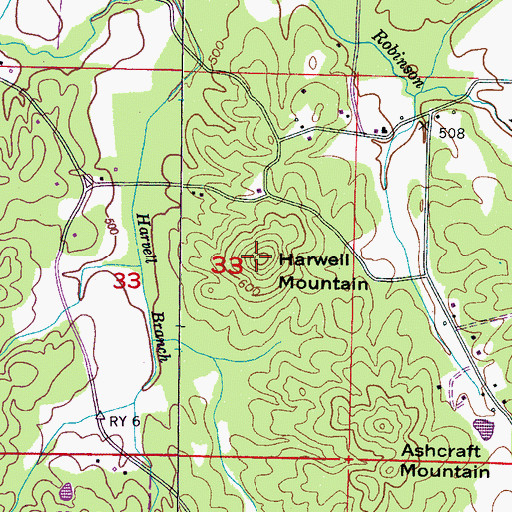 Topographic Map of Harwell Mountain, MS