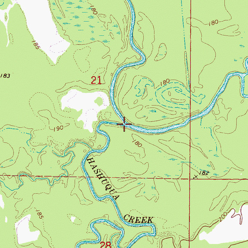 Topographic Map of Hashuqua Creek, MS
