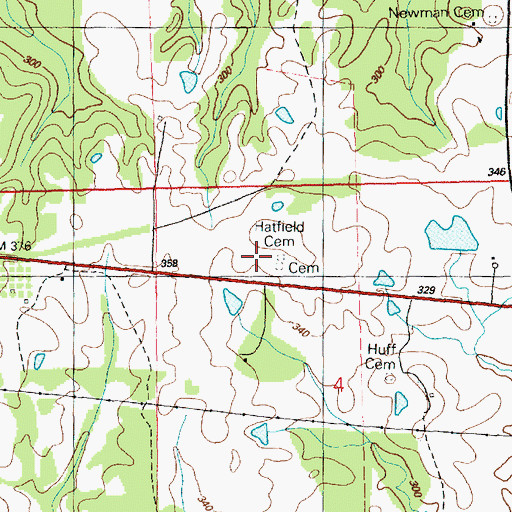 Topographic Map of Hatfield Cemetery, MS